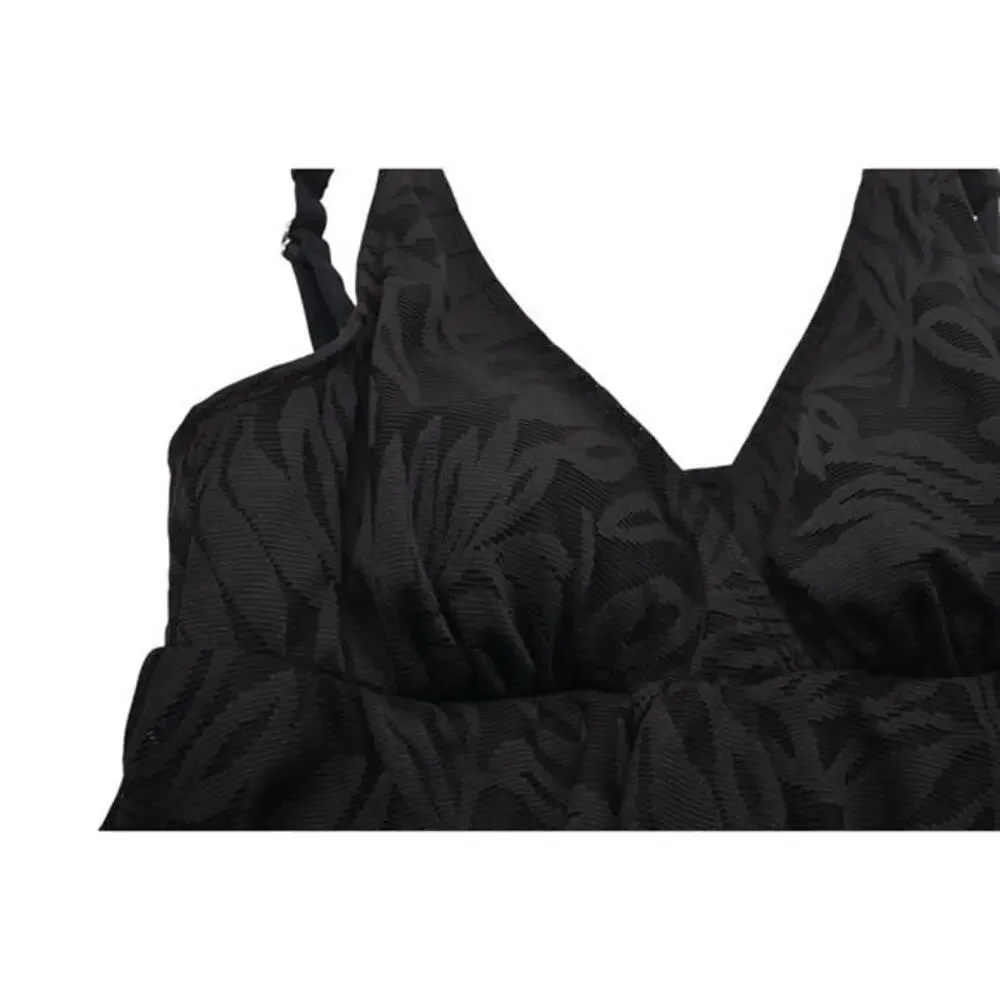 Swim Solutions Women's Tummy-Control Flyaway Swimdress In Black - Picture 3 of 6